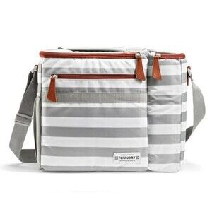 Foundry Dual Compartment Cooler Gray and White Stripe Wine Cooler Bag NEW